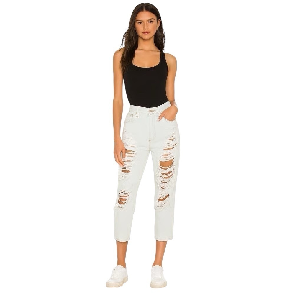 Carmar White High Rise Distressed Straight Leg Jeans Y2K Clean Girl Size 26